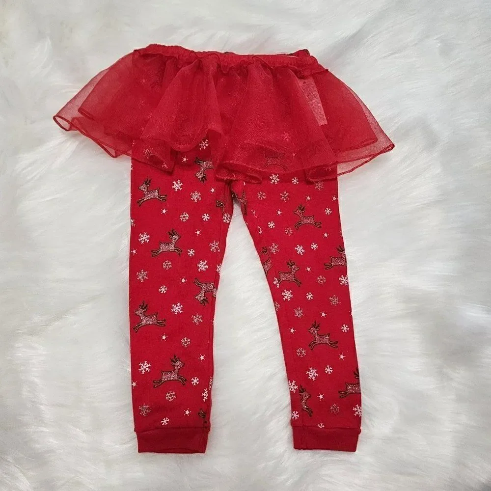 NWOT‎ Carter's Toddler Girl 12 Mths Santa's Nice list Pajama Tutu set Red White